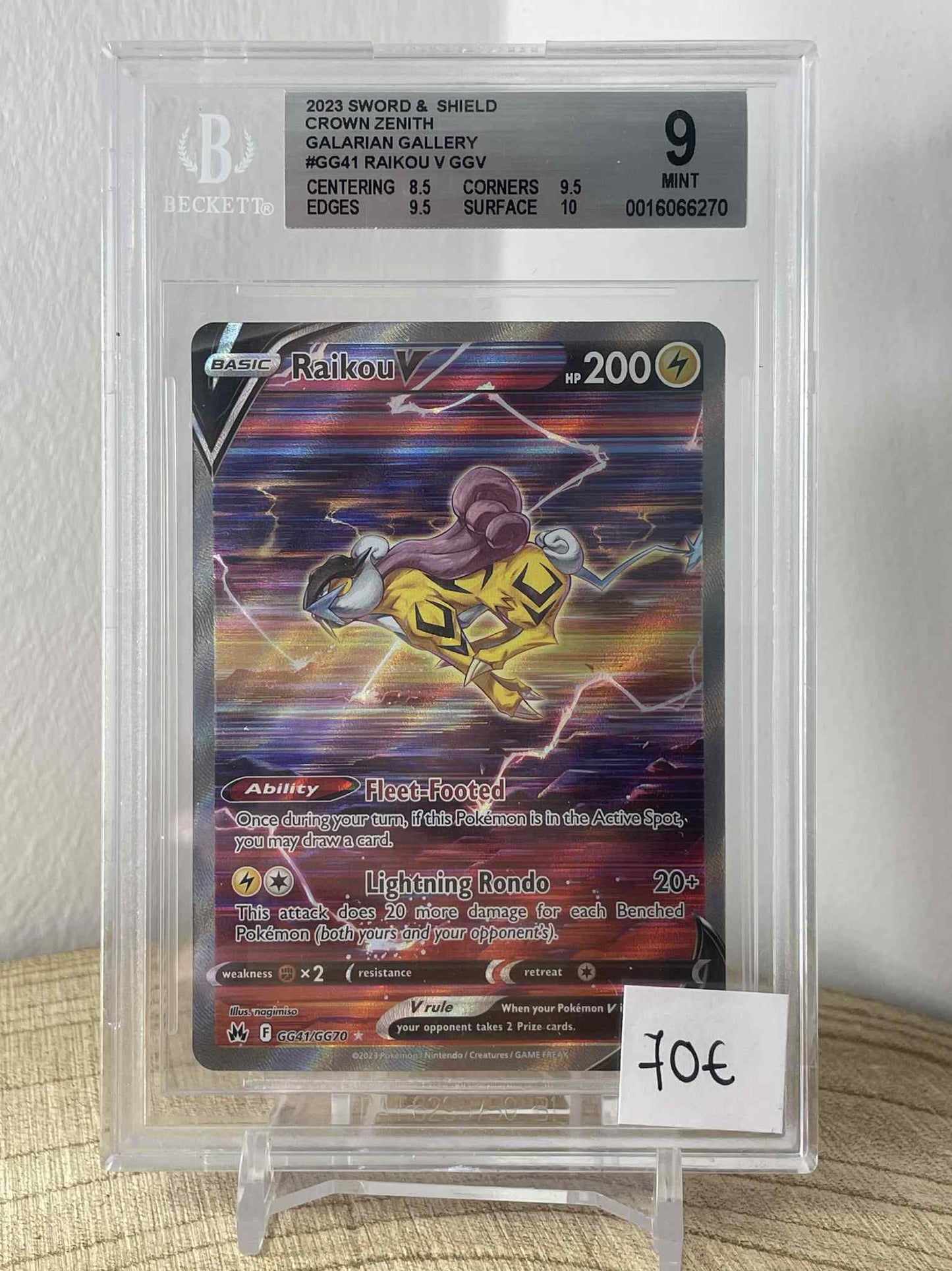Raikou V #GG41 Pokemon Crown Zenith BECKETT 9