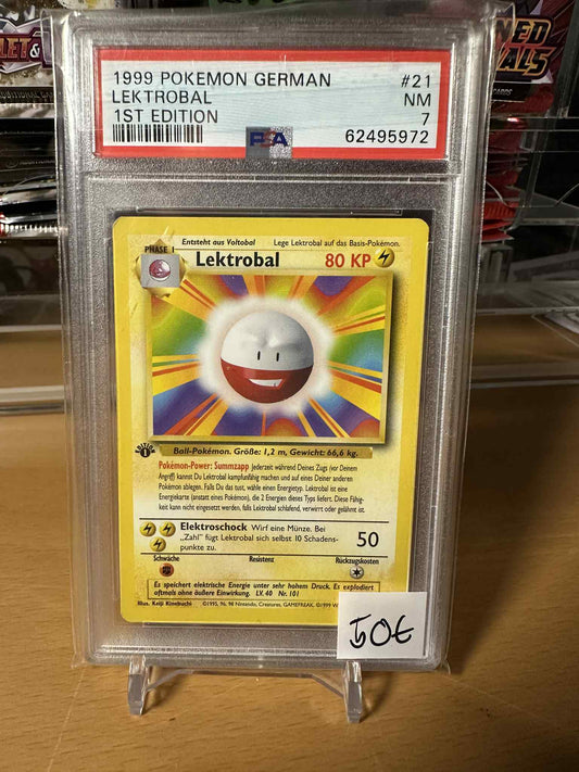 Electrode [1st Edition] #21 Pokemon Base Set NÉMET PSA7